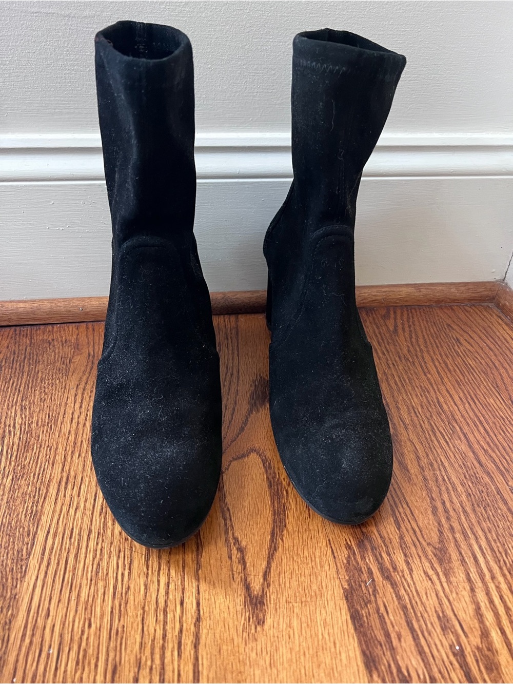 Black Suede Stretch Ankle Boots